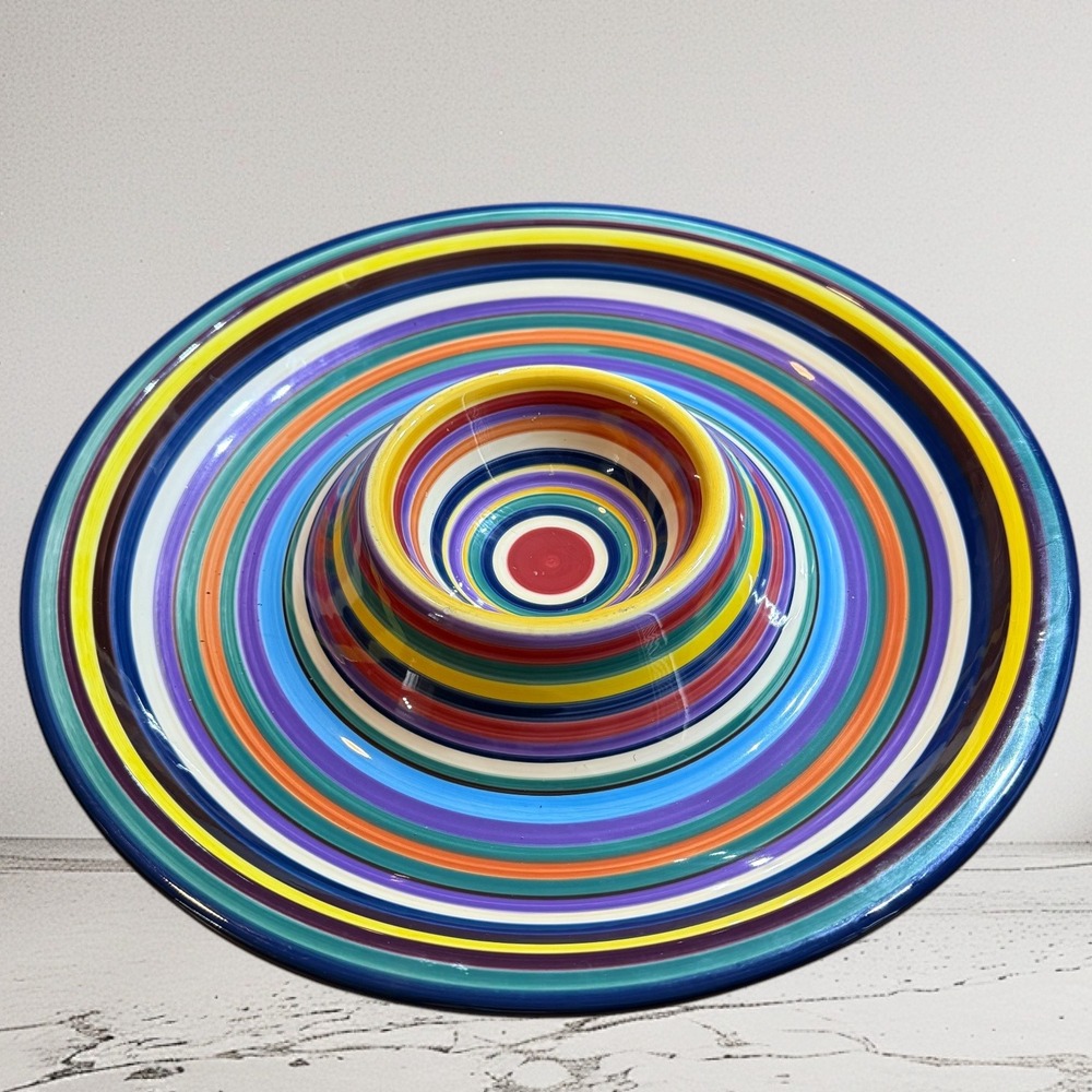 Havana by Tabletops Unlimited Chip and‎ Dip Serving Tray Multicolor 13"